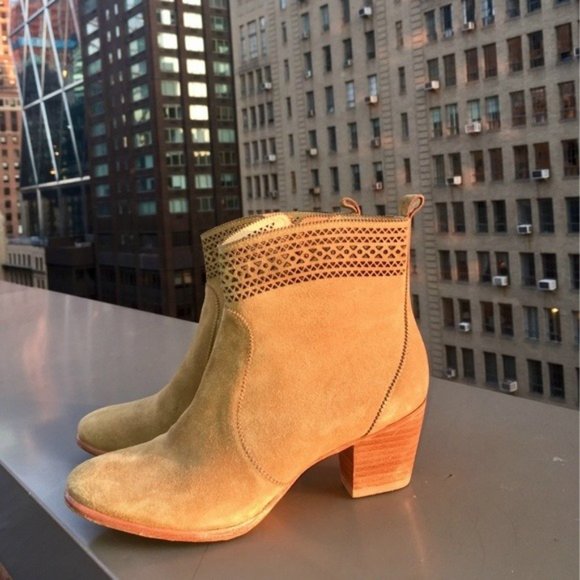 Aerin Suede Ankle Boots, Leather Lining and Sole & Stacked Wooden Heel - Picture 5 of 8